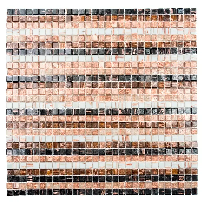 Mosaikfliese Quadrat Mix XGM ST55 - 32,7 x 30,5 cm, Braun/Beige/Weiß, Glänzend - Ansicht von oben