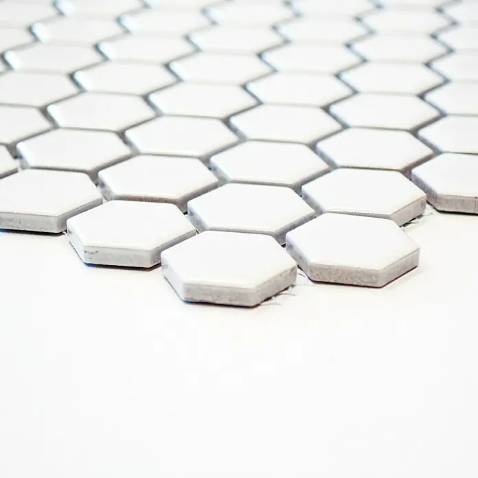 Mosaikfliese Hexagon Uni HX 050 - 26 x 30 cm, Weiß, Glänzend - Vorderansicht