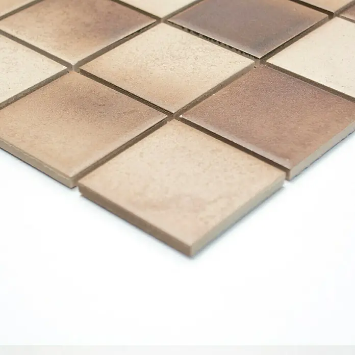 Mosaikfliese Quadrat Mix CD 215 - 30,6 x 30,6 cm, Braun/Beige, Matt - Vorderansicht