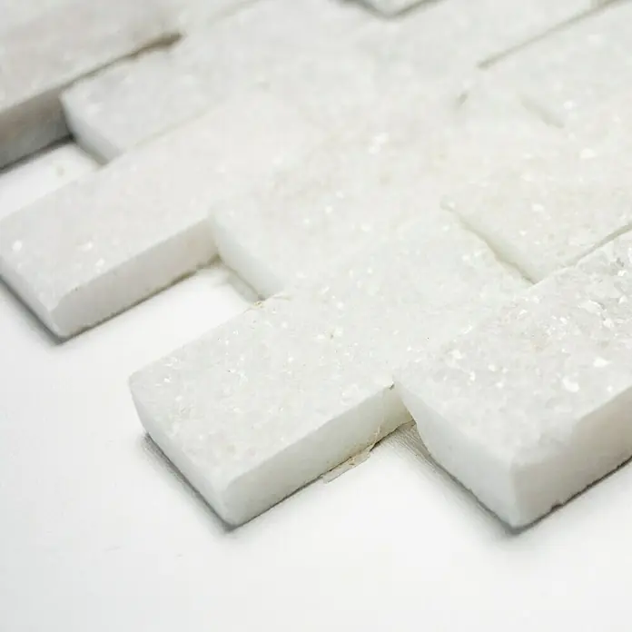 Mosaikfliese Brick Splitface X3D 41456 - 30,5 x 29 cm, Weiß/Grau, Matt - Vorderansicht