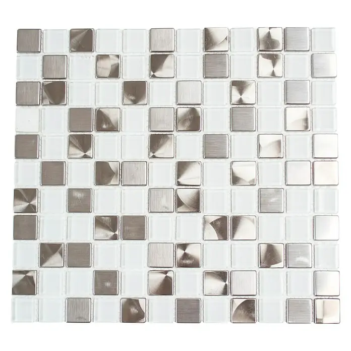 Mosaikfliese Quadrat Crystal Mix XAM A441 - 32,7 x 30,2 cm, Weiß, Glänzend - Ansicht von oben