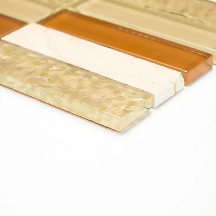 Mosaikfliese Crystal Mix XCM MS836 - 32,2 x 30,4 cm, Beige, Glänzend - Vorderansicht