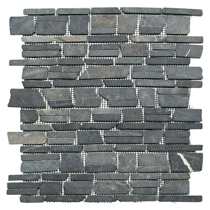 Mosaikfliese MOS BRICK 210 - 30,5 x 30,5 cm, Schwarz, Matt - Ansicht von oben