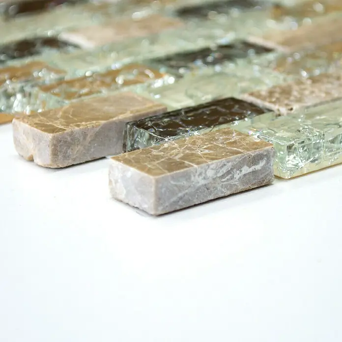 Mosaikfliese Crystal Mix XIC B1153 - 30 x 28,5 cm, Beige, Glänzend - Vorderansicht