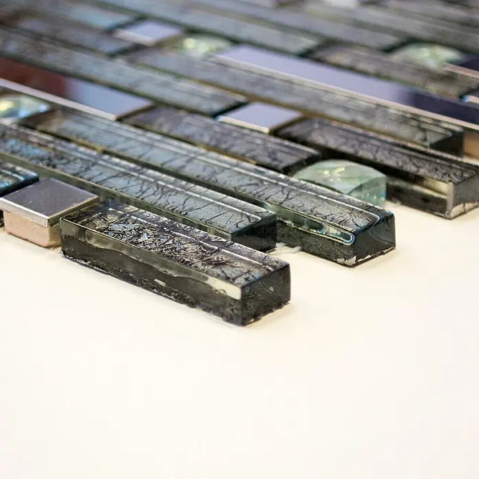 Mosaikfliese Crystal Mix XCM GV908 - 29,8 x 33,8 cm, Silber, Glänzend - Vorderansicht