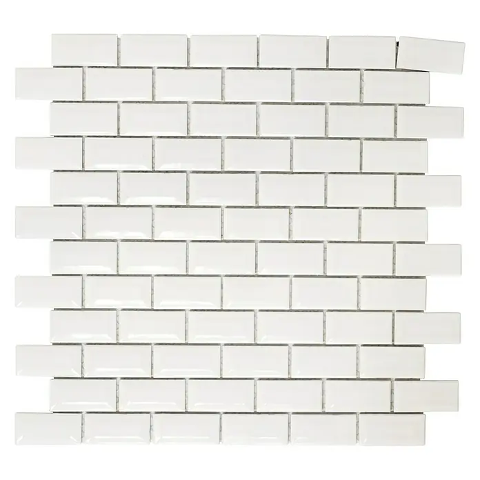 Mosaikfliese Brick Bond Diamond CBW 104 - 30 x 30 cm, Weiß, Glänzend - Ansicht von oben