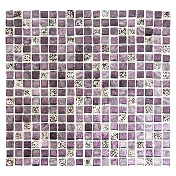 Mosaikfliese Quadrat Crystal Mix XCM M970 - 30,5 x 32,2 cm, Lila, Glänzend - Ansicht von oben