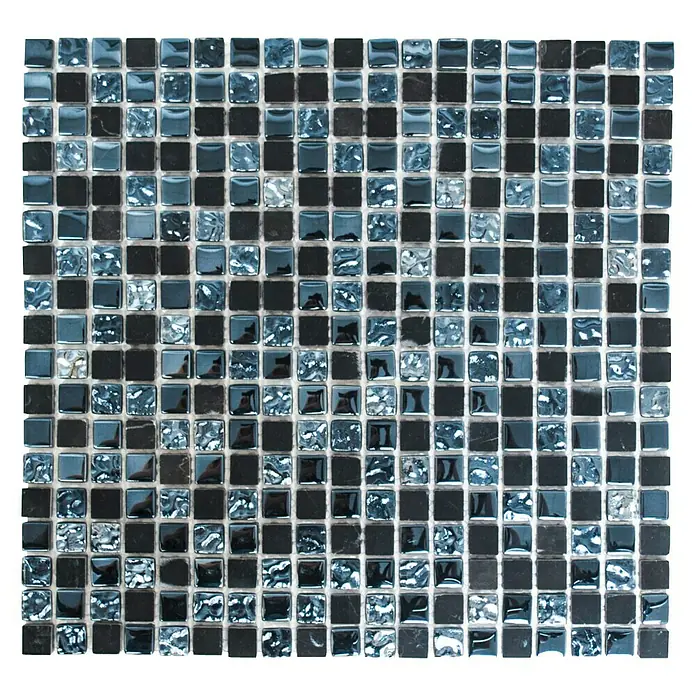 Mosaikfliese Quadrat Mix XCM M860 - 30,5 x 32,2 cm, Schwarz, Glänzend