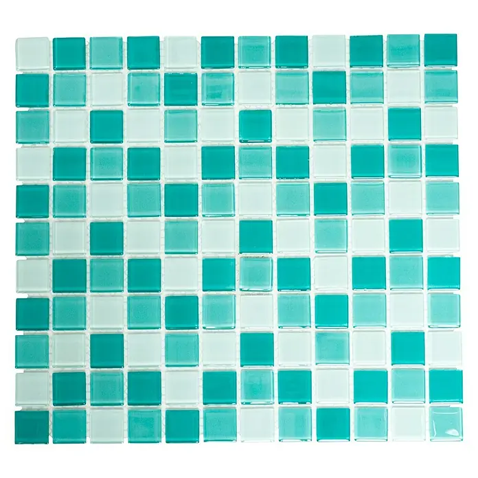Mosaikfliese Quadrat Crystal Mix CM 4114 - 32,7 x 30,2 cm, Grün, Glänzend - Ansicht von oben