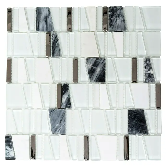 Mosaikfliese Leiter Mix XCM LA10 - 30 x 30 cm, Weiß, Glänzend - Ansicht von oben
