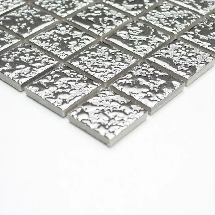 Mosaikfliese Uni SB 393 - 33 x 30,2 cm, Silber, Glänzend - Vorderansicht