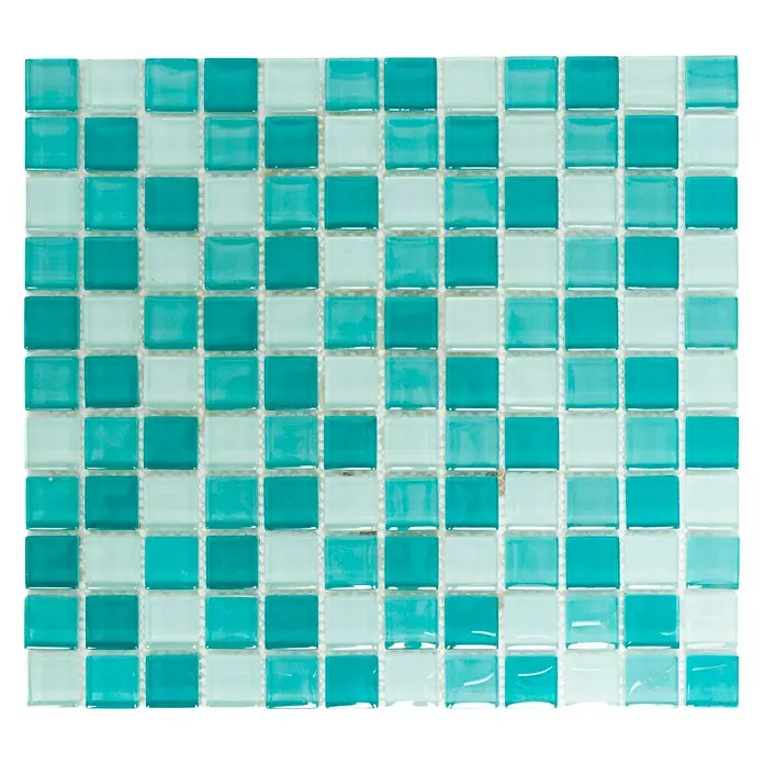Mosaikfliese Quadrat Crystal Mix XCM 8114 - 32,7 x 30,2 cm, Hellgrün/Grün, Glänzend - Ansicht von oben