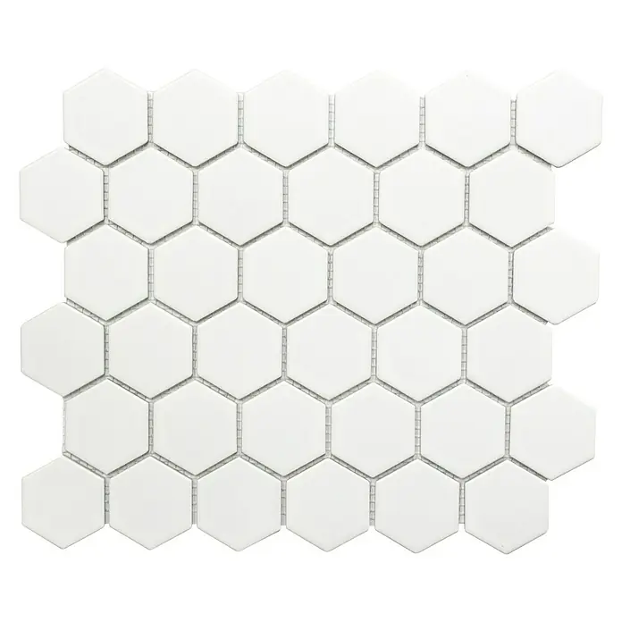Mosaikfliese Hexagon Uni HX 085 - 32,5 x 28,1 cm, Weiß, Matt - Ansicht von oben