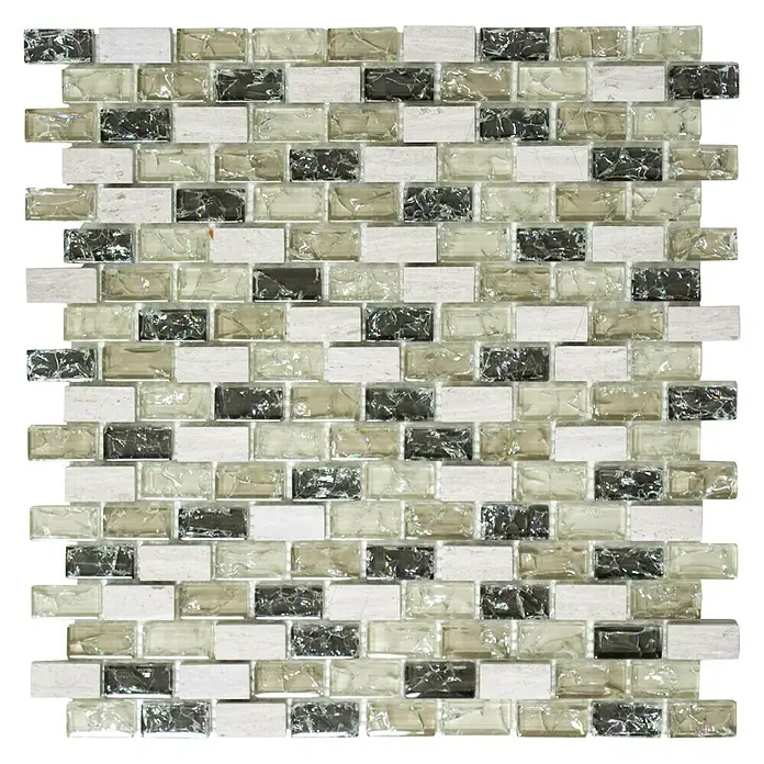 Mosaikfliese Crystal Mix XIC B1152 - 30 x 28,5 cm, Grau/Grün, Glänzend - Ansicht von oben