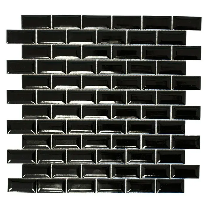 Mosaikfliese Brick Bond Diamond CBB 108 - 30 x 30 cm, Schwarz, Glänzend - Ansicht von oben