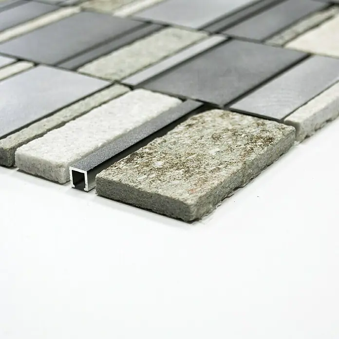 Mosaikfliese Mix XSA 505 - 29,8 x 29,4 cm, Silber, Matt - Vorderansicht