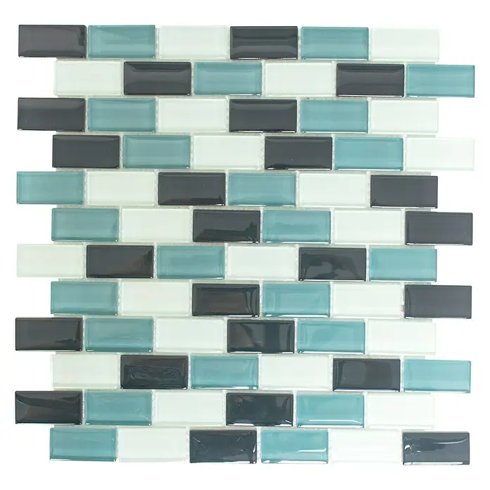 Mosaikfliese Brick Crystal Mix XCM B825 - 32,2 x 31 cm, Grau, Glänzend - Ansicht von oben