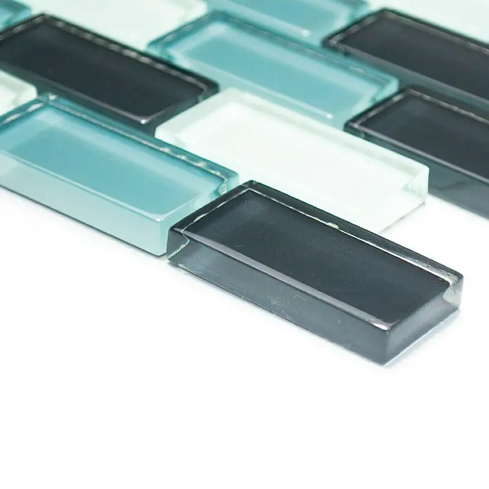 Mosaikfliese Brick Crystal Mix XCM B825 - 32,2 x 31 cm, Grau, Glänzend - Vorderansicht