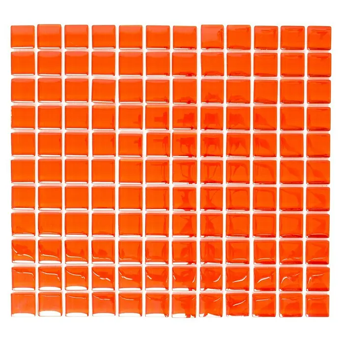 Mosaikfliese Quadrat Crystal Uni XCM 8060 - 32,7 x 30,2 cm, Rot, Glänzend - Ansicht von oben