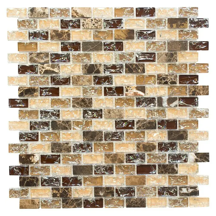 Mosaikfliese Crystal Mix XIC B1155 - 30 x 28,5 cm, Braun, Glänzend - Ansicht von oben