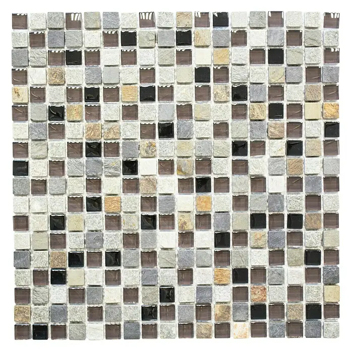 Mosaikfliese Quadrat Crystal Mix XCM M980 - 30,5 x 32,2 cm, Grau, Glänzend - Ansicht von oben