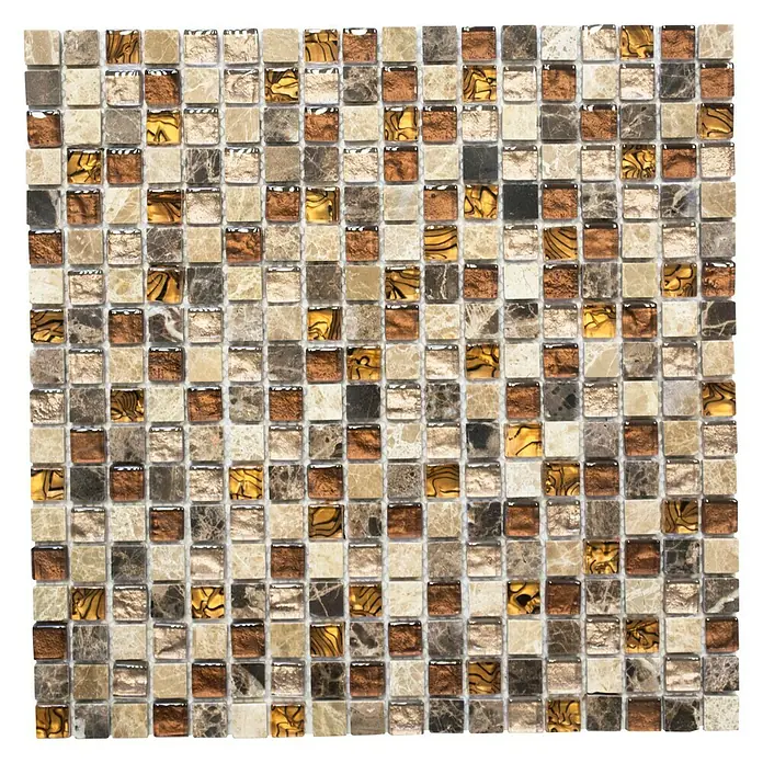 Mosaikfliese Quadrat Crystal Mix XCM M790 - 30,5 x 32,2 cm, Beige, Glänzend - Ansicht von oben