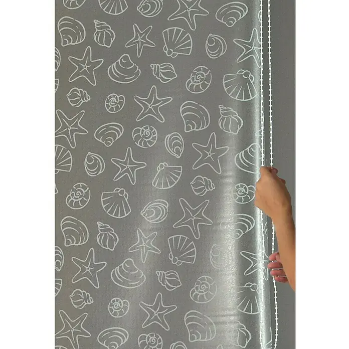 Eco-Dur Eck-Duschrollo - 62 x 137 x 240 cm, Muschel, Weiß/Silber - Detailaufnahme
