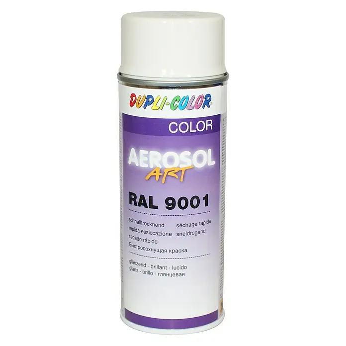 Dupli-Color Aerosol Art Lak za raspršivanje RAL 9001 - Kremasto bijele boje, 400 ml, Sjaj - Pogled sprijeda