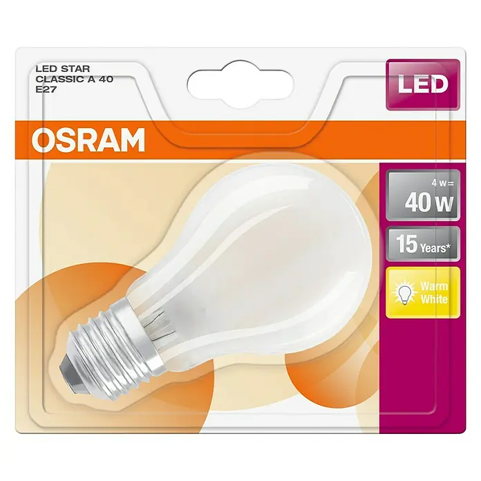 Osram LED-Leuchtmittel Retrofit Classic A - 4 W, E27, A60, Warmweiß, Nicht Dimmbar, Matt - Ansicht von oben