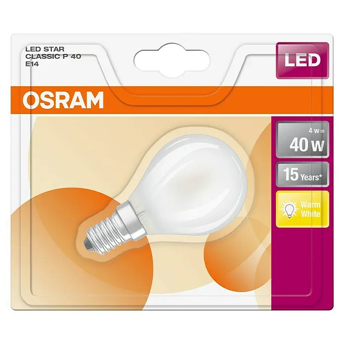 Osram LED žarulja Retrofit Classic P - 4 W, E14, Topla bijela, Bez prigušivanja, Mat - Pogled odozgo