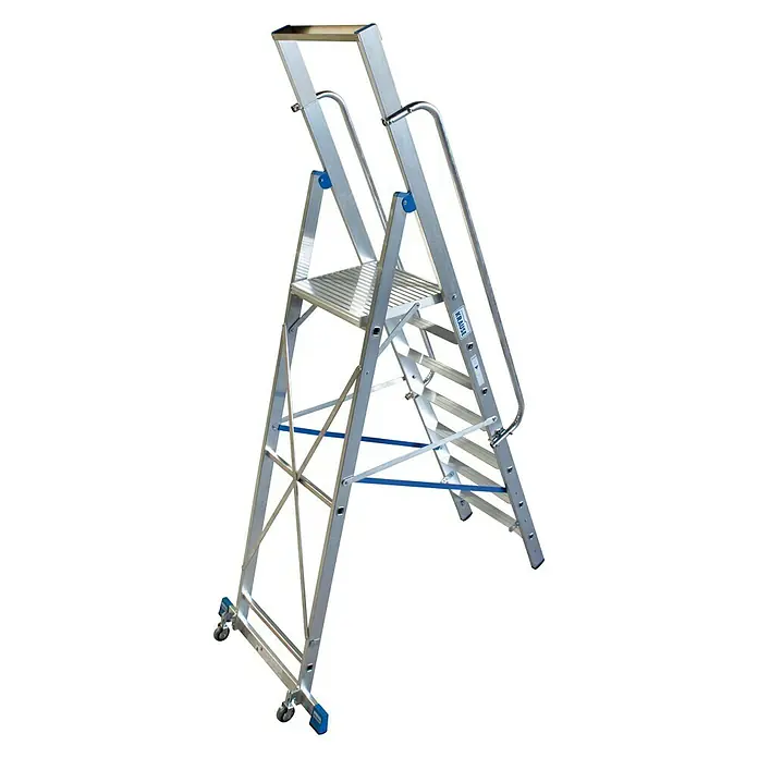 Krause Stabilo Stufenstehleiter - Arbeitshöhe: 3,4 m, 6 Stufen, Aluminium - Rückansicht