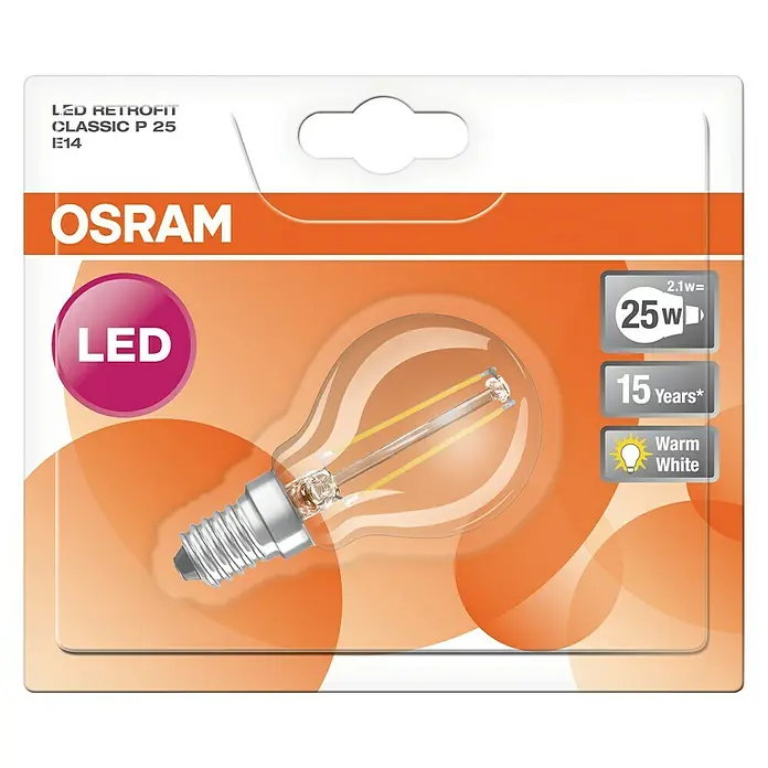 Osram LED žarulja Retrofit Classic P - 2 W, E14, Topla bijela, Bez prigušivanja, Prozirno - Pogled odozgo
