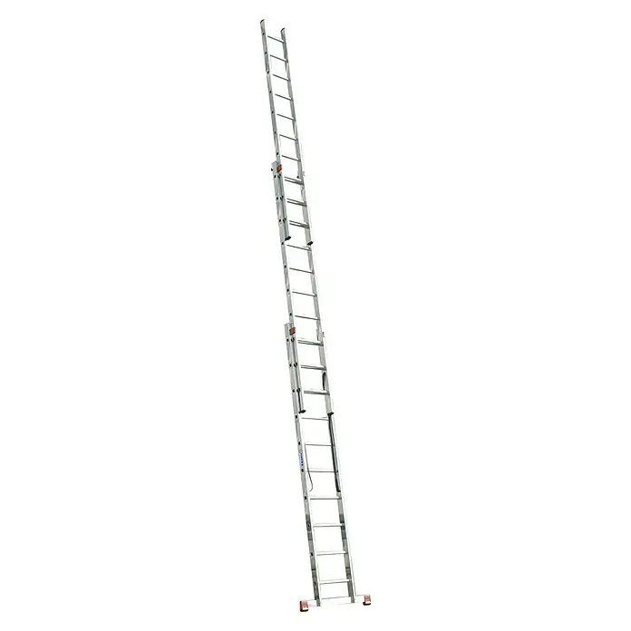 Krause Monto Sprossen-Mehrzweckleiter Tribilo - Arbeitshöhe: 7,65 m, 3 x 10 Sprossen, Aluminium - Linke Seitenansicht