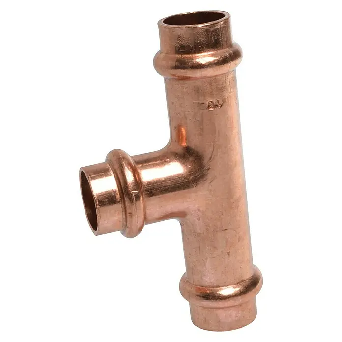 Kupfer-Press-T-Stück - Durchmesser: 15 mm, Presskontur: V - Vorderansicht