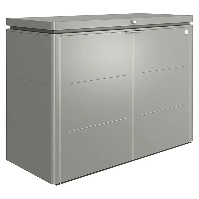 Biohort Garten-Aufbewahrungsbox Highboard 160 - L x B x H: 160 x 70 x 118 cm, Quarzgrau Metallic, Aluminium - Vorderansicht