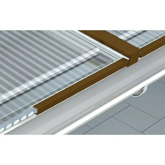 Abschlussprofil - 98 cm x 16 mm, Silbergrau, Geeignet für: Stegplatten 16 mm, Aluminium - Anwendungsbeispiel