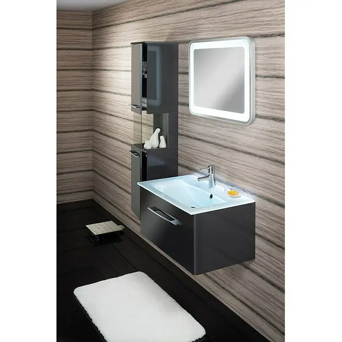 Camargue Stella Waschtischunterschrank - 99,4 x 48,8 x 39 cm, 1 Schubkasten, Ohne Beleuchtung, Grafit - Stimmungsaufnahme