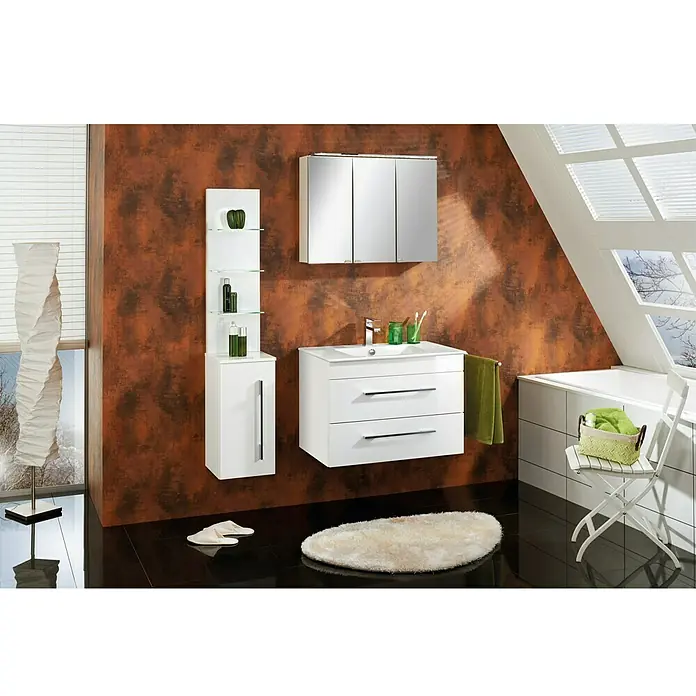 Camargue Stella Waschtischunterschrank - 79,4 x 48,9 x 55 cm, 2 Schubkästen, Ohne Beleuchtung, Weiß - Stimmungsaufnahme