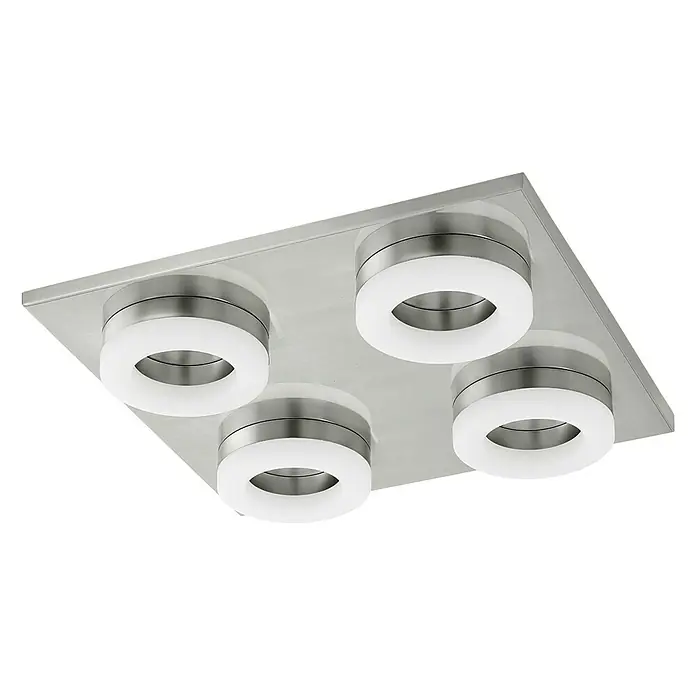 Eglo LED-Deckenleuchte Palena - 15,2 W, L x B x H: 32 x 32 x 6 cm, Nickel matt, Warmweiß - Vorderansicht