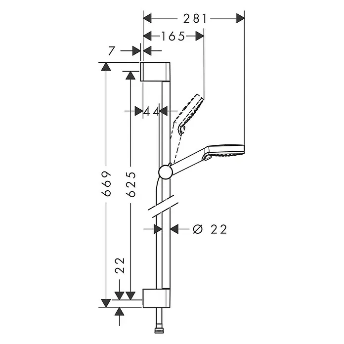Hansgrohe Crometta Brausegarnitur Crometta Vario - Lochabstand: 62,5 cm, Art Strahl: Rain, IntenseRain, Chrom
