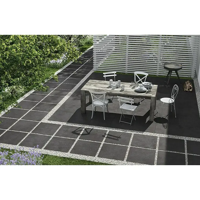 Esterno 20 T by Palazzo Pločica za terasu Basalt - 60 x 60 x 2 cm, Crne boje, Mat