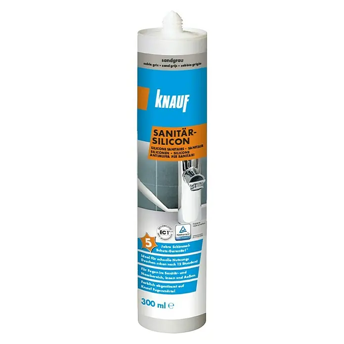 Knauf Sanitär-Silikon - Sandgrau, 300 ml - Vorderansicht