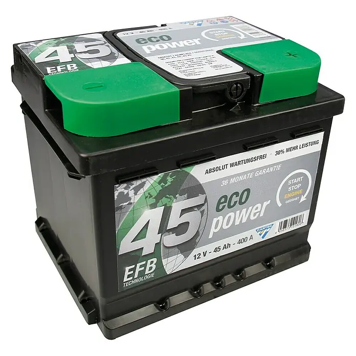 Cartec Autobatterie - 45 Ah, Spannung: 12 V - Vorderansicht