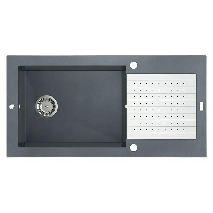 Carea Einbauspüle Eole - 98 x 50 cm, Warmluft-Trocknungsgebläse, CAREAlith®, Betongrau - Ansicht von oben
