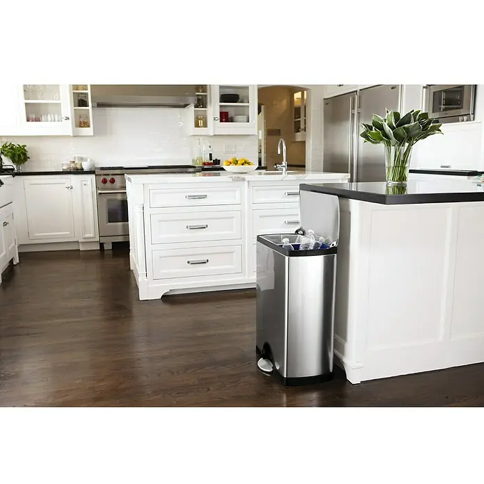 Simplehuman Recycler - 30 l + 16 l, Silber, Rechteckig, Edelstahl - Vorderansicht