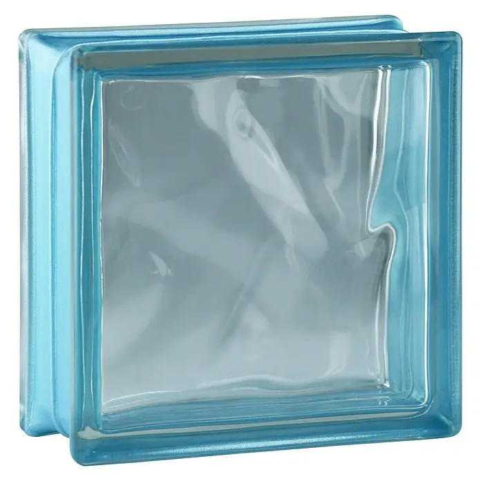 Fuchs Design Bloque de vidrio Reflex - Índigo, Nube, 19 x 19 x 8 cm - Vista de perfil izquierdo