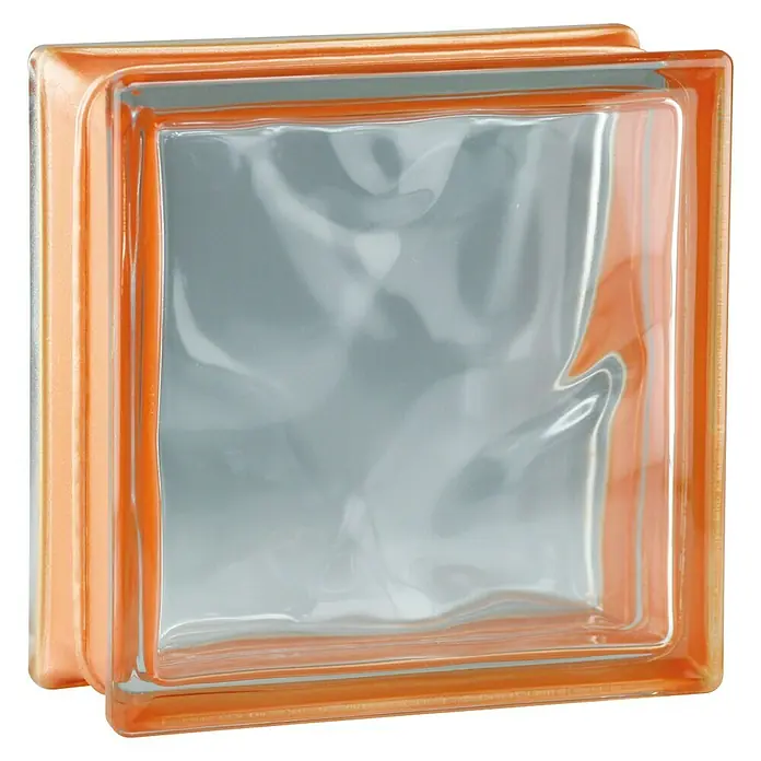 Fuchs Design Bloque de vidrio Reflex - Naranja, Nube, 19 x 19 x 8 cm - Vista de perfil izquierdo