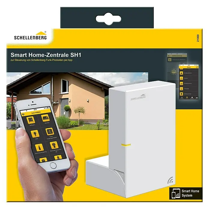 Schellenberg Smart Home Funk-Steuerzentrale SH1 - Reichweite ca.: 150 m (Freifeld), Weiß - Vorderansicht