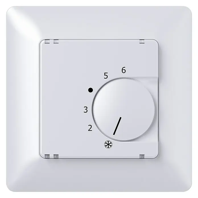 Voltomat MIKRO Raumthermostat - Alpinweiß, L x B x H: 50 x 80 x 80 mm - Vorderansicht