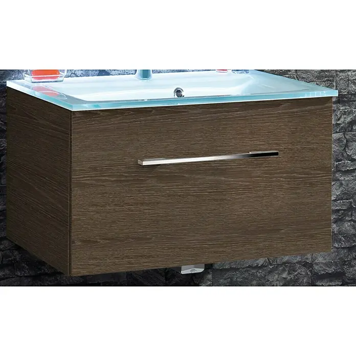 Camargue Stella Waschtischunterschrank - 79,4 x 48,9 x 39 cm, 1 Schubkasten, Mit Beleuchtung, Eiche Maron - Rechte Seitenansicht